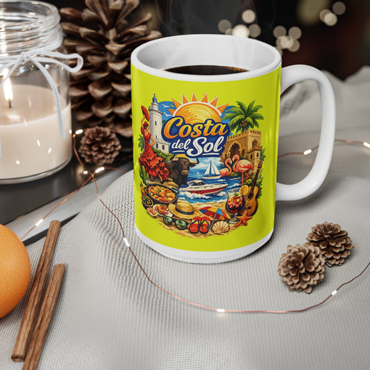 Costa del Sol Ceramic Coffee Mug — Spanish Beach Travel Souvenir, 11oz & 15oz