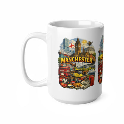 Manchester Landmark Ceramic Mug — 11oz & 15oz Souvenir Coffee Cup