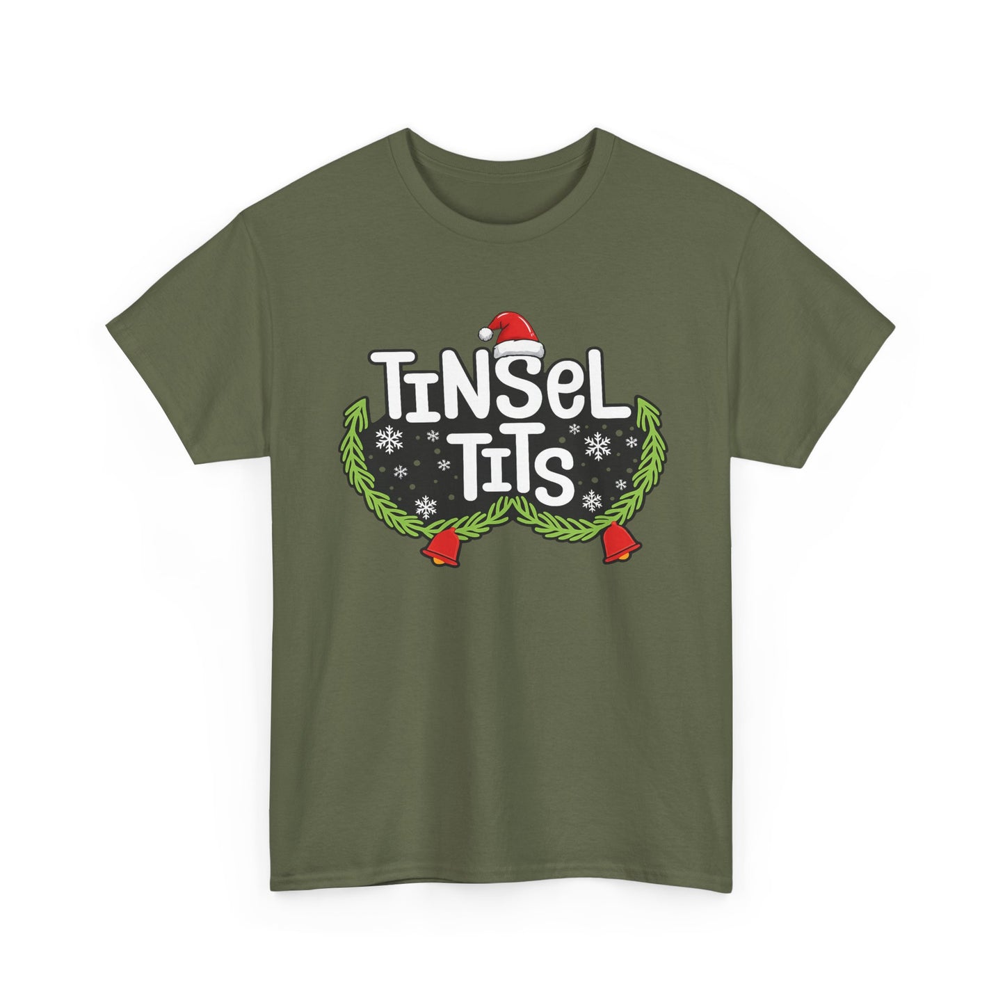 T-Shirt — "Tinsel Tits" Funny Christmas Wreath Holiday Tee