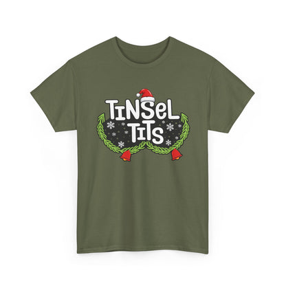T-Shirt — "Tinsel Tits" Funny Christmas Wreath Holiday Tee