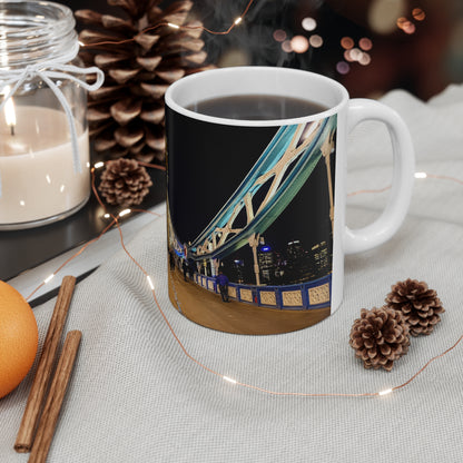 London Tower Bridge Night Photo Mug — Ceramic Coffee Cup, 11oz & 15oz