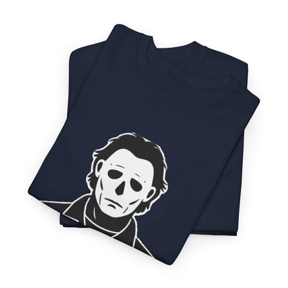 Michael Myers Outline Horror T-Shirt — Minimal Halloween Mask Tee
