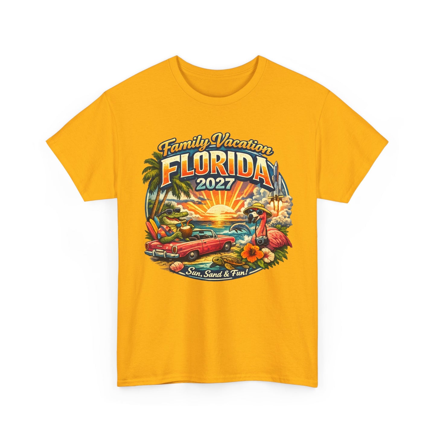 Florida Family Vacation 2027 T-Shirt — Retro Sunset Beach Design