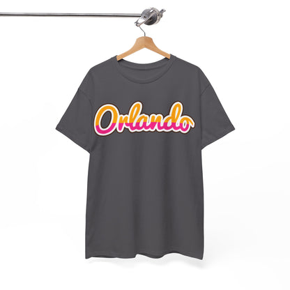 Orlando Retro Script Tee — Vintage Sunset City Souvenir Shirt