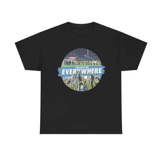 Manchester City Everywhere Soccer Crowd Graphic Tee — 'Follow You Everywhere' Fan Shirt