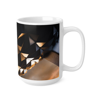 Epcot Geometric Black & Gold Ceramic Mug — Modern Faceted Coffee Cup (11oz/15oz)