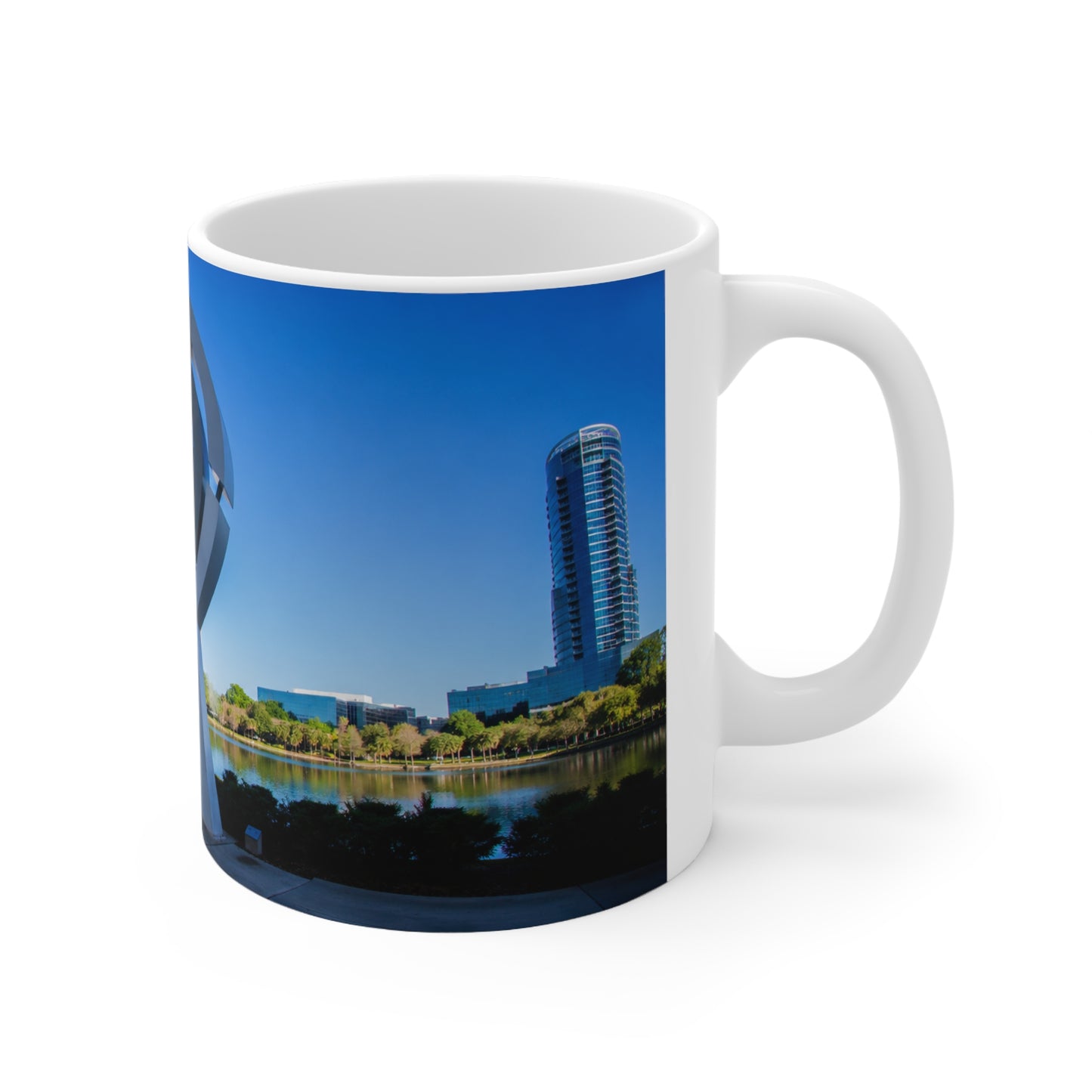 Orlando Lake Eola City Sculpture Photo Coffee Mug — Modern Urban Landmark Ceramic Mug (11oz/15oz)