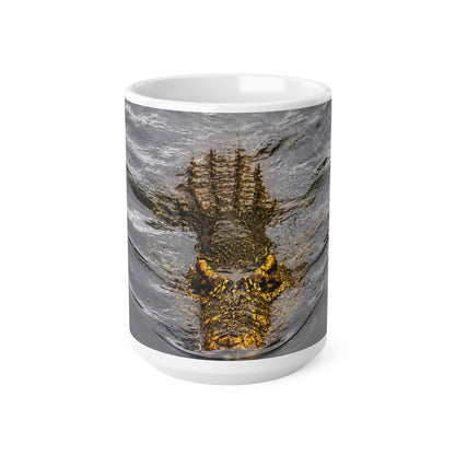 Alligator Reflection Ceramic Mug - Wildlife Photography Coffee Cup (11oz, 15oz)