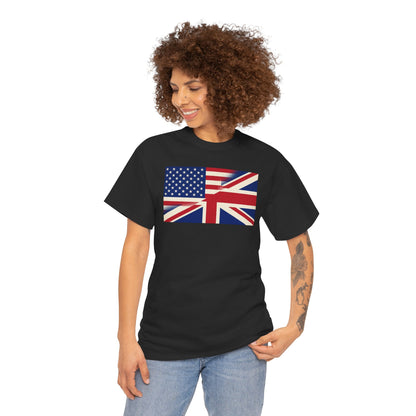 USA-UK Flag Graphic Tee — American British Union Jack Mashup T-Shirt