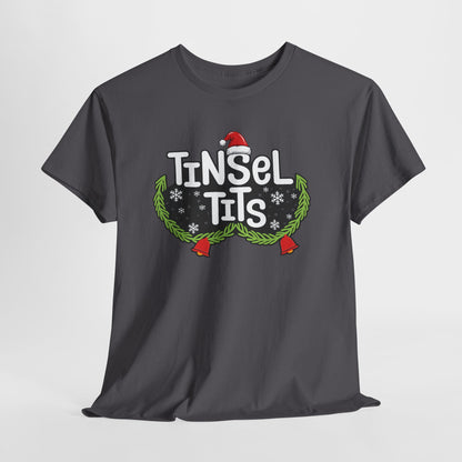 T-Shirt — "Tinsel Tits" Funny Christmas Wreath Holiday Tee