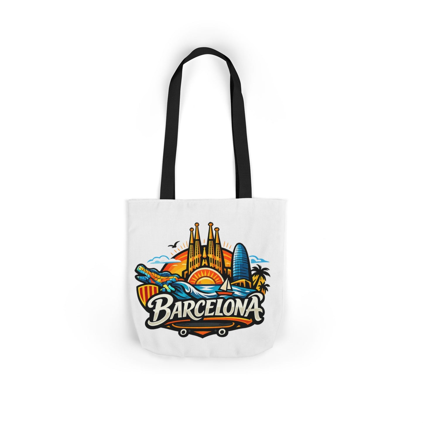 Barcelona Skyline Canvas Tote Bag — Colorful Travel Souvenir Tote
