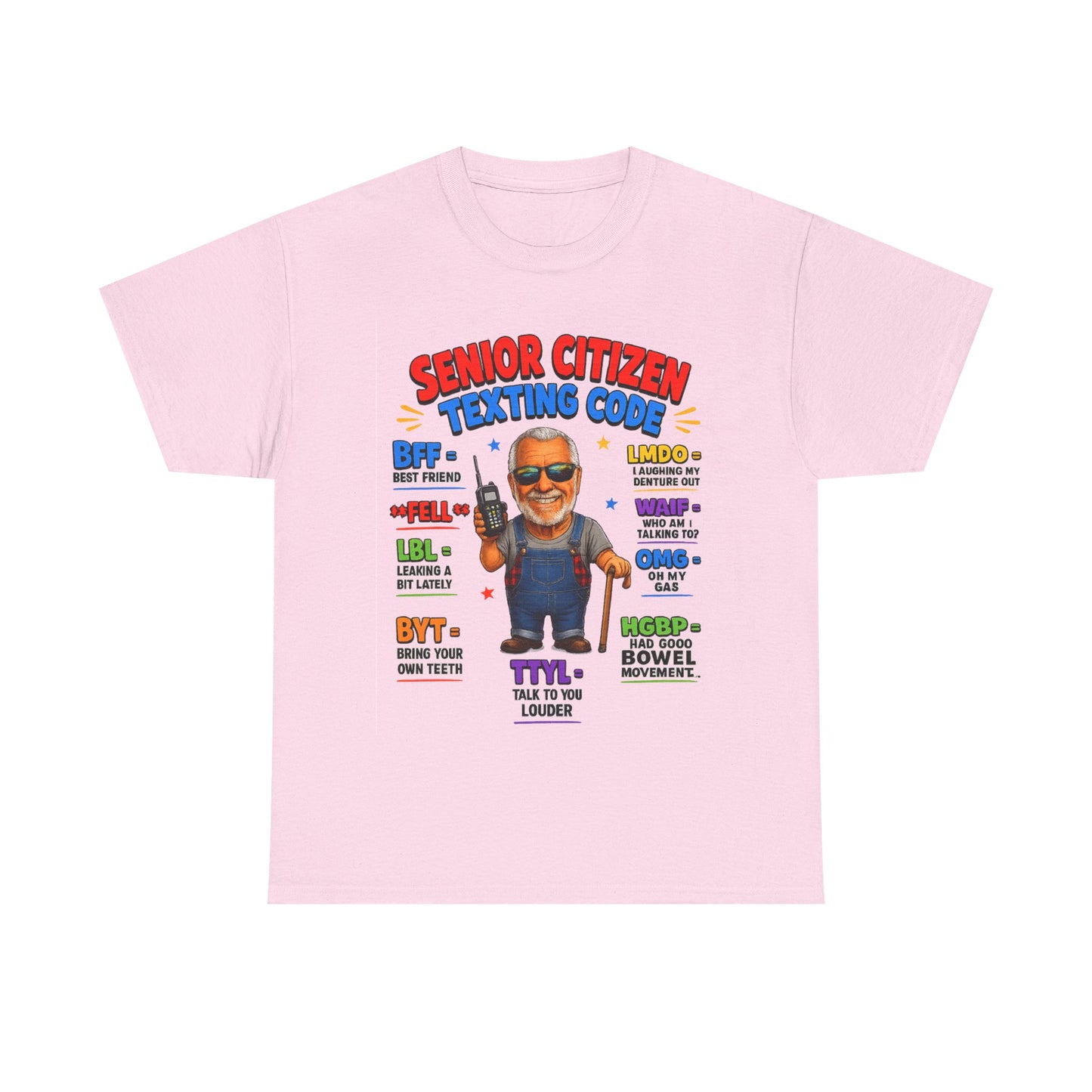 Senior Citizen Texting Code T-Shirt — Funny Grandpa Grandma Retirement Gift
