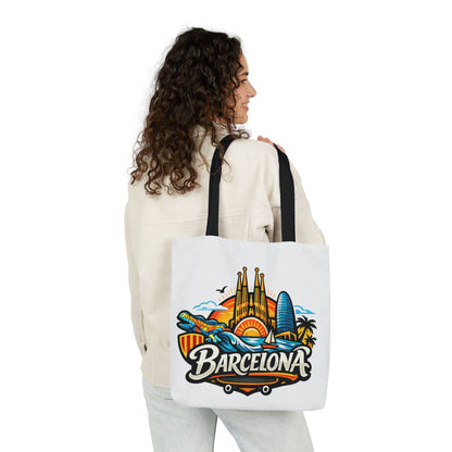 Barcelona Skyline Canvas Tote Bag — Colorful Travel Souvenir Tote