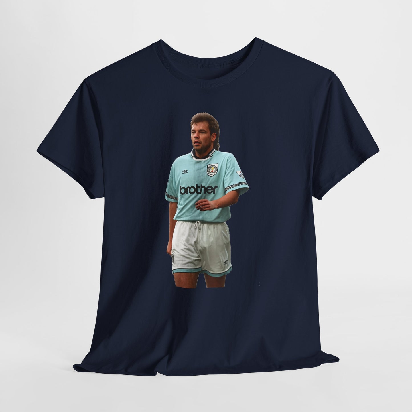 Uwe Rosler Manchester City Legend Graphic Tee - Retro Football Kit Print