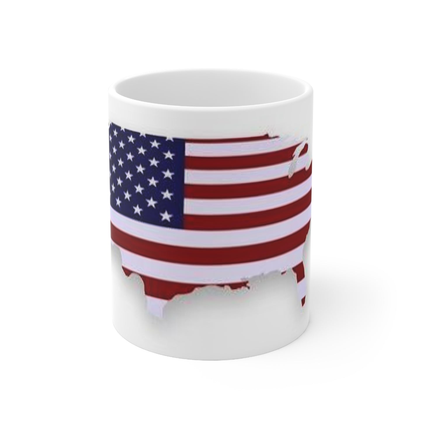 American Flag USA Map Ceramic Coffee Mug - Patriotic 11oz & 15oz