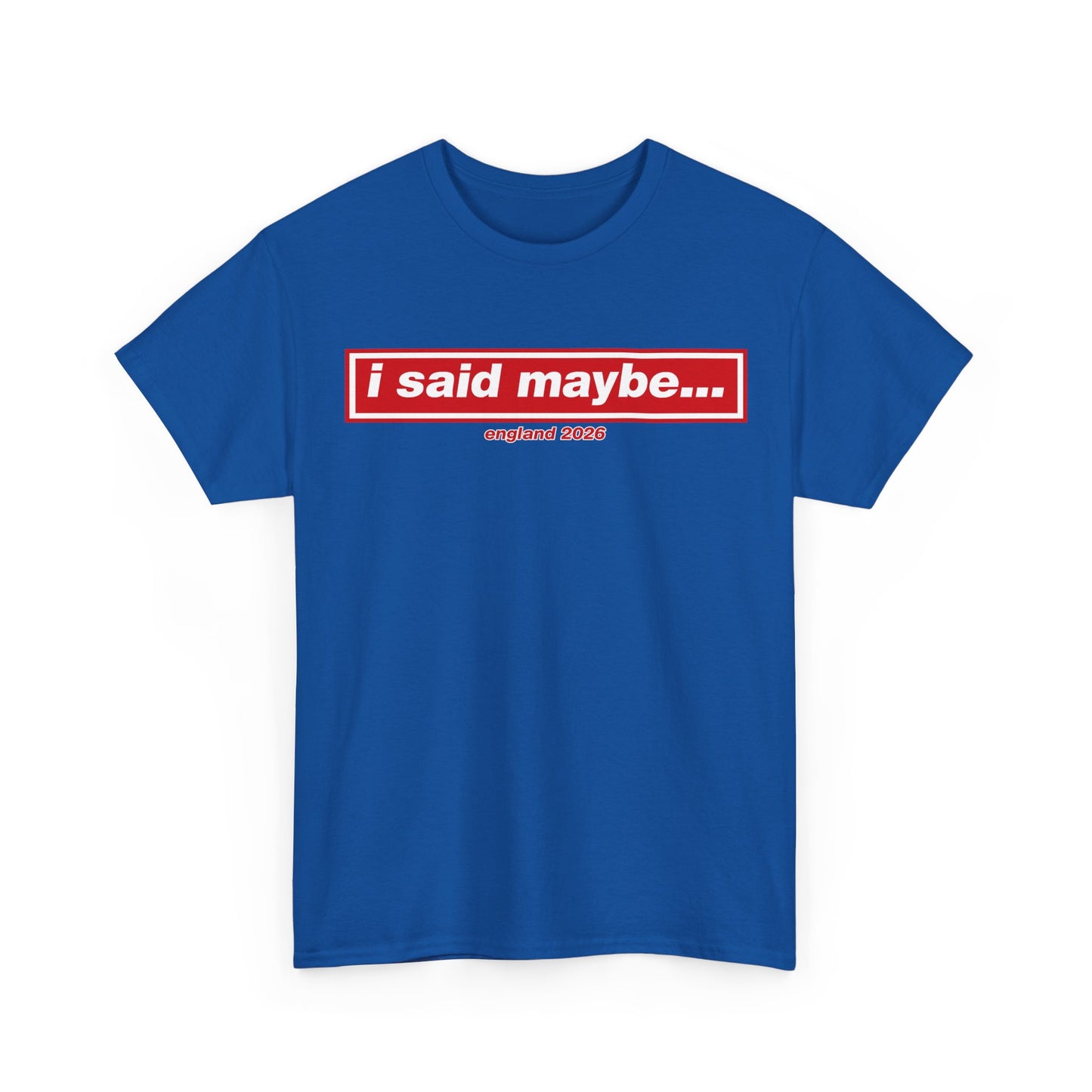 I Said Maybe Tee — Minimalist Red Logo Graphic T‑Shirt