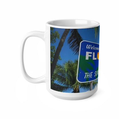 Florida Welcome Sign Coffee Mug — The Sunshine State Ceramic Travel Coffee Cup