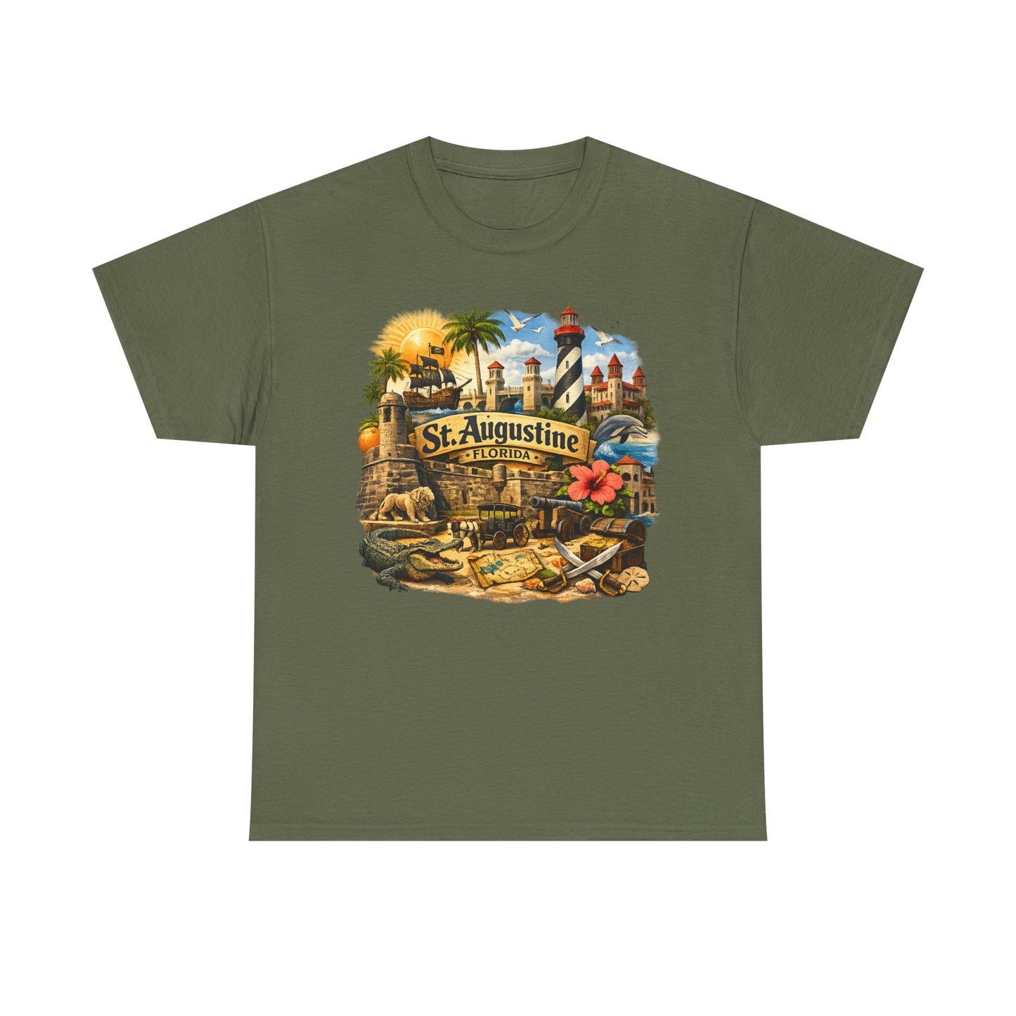 St. Augustine Florida Vintage Travel Tee — Retro Beach & Lighthouse Souvenir T-Shirt