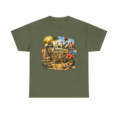 St. Augustine Florida Vintage Travel Tee — Retro Beach & Lighthouse Souvenir T-Shirt