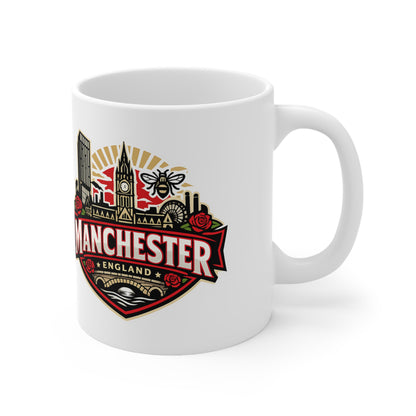 Manchester England Ceramic Coffee Cups, 11oz, 15oz