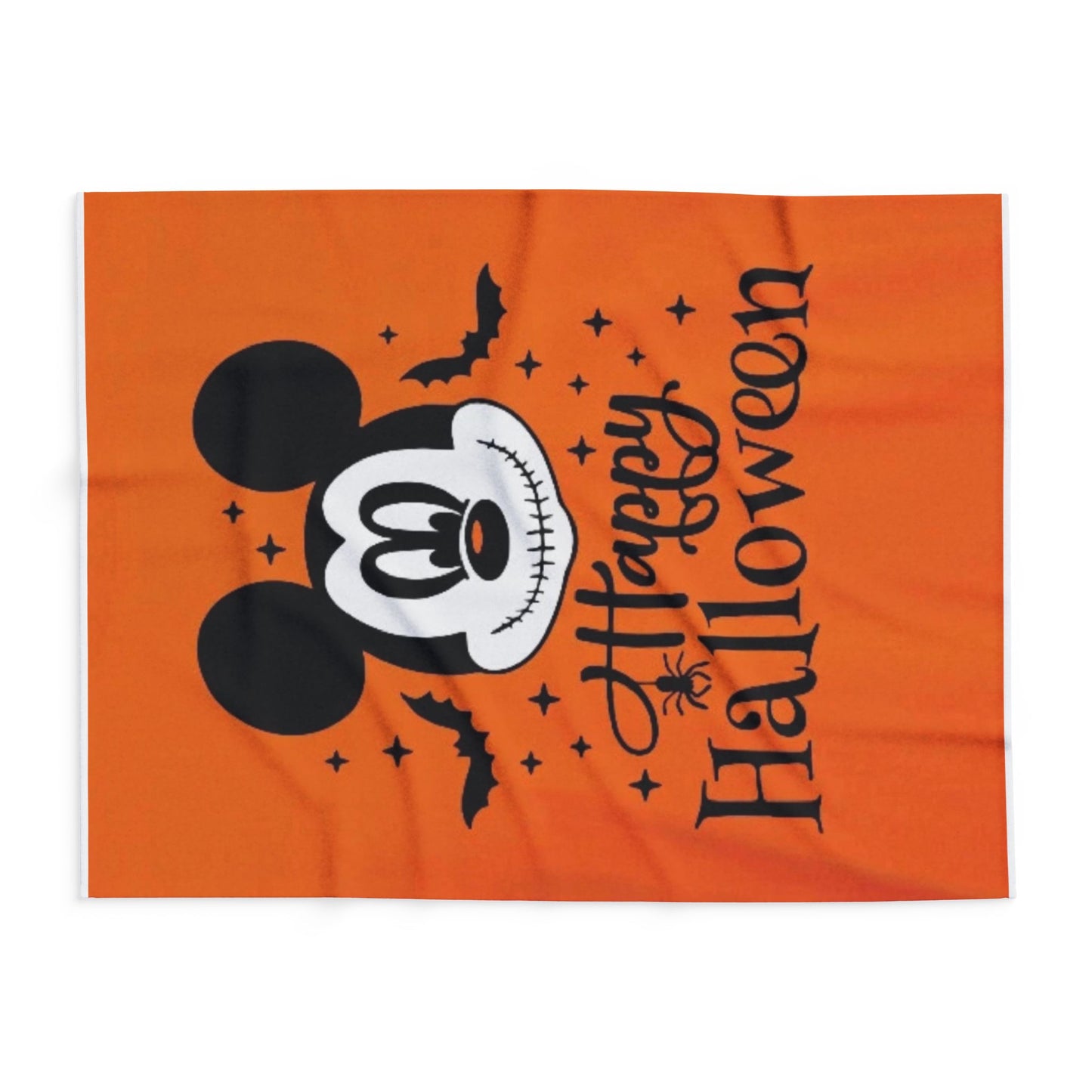 Halloween Mickey Fleece Blanket — 'Happy Halloween' Orange Cozy Throw