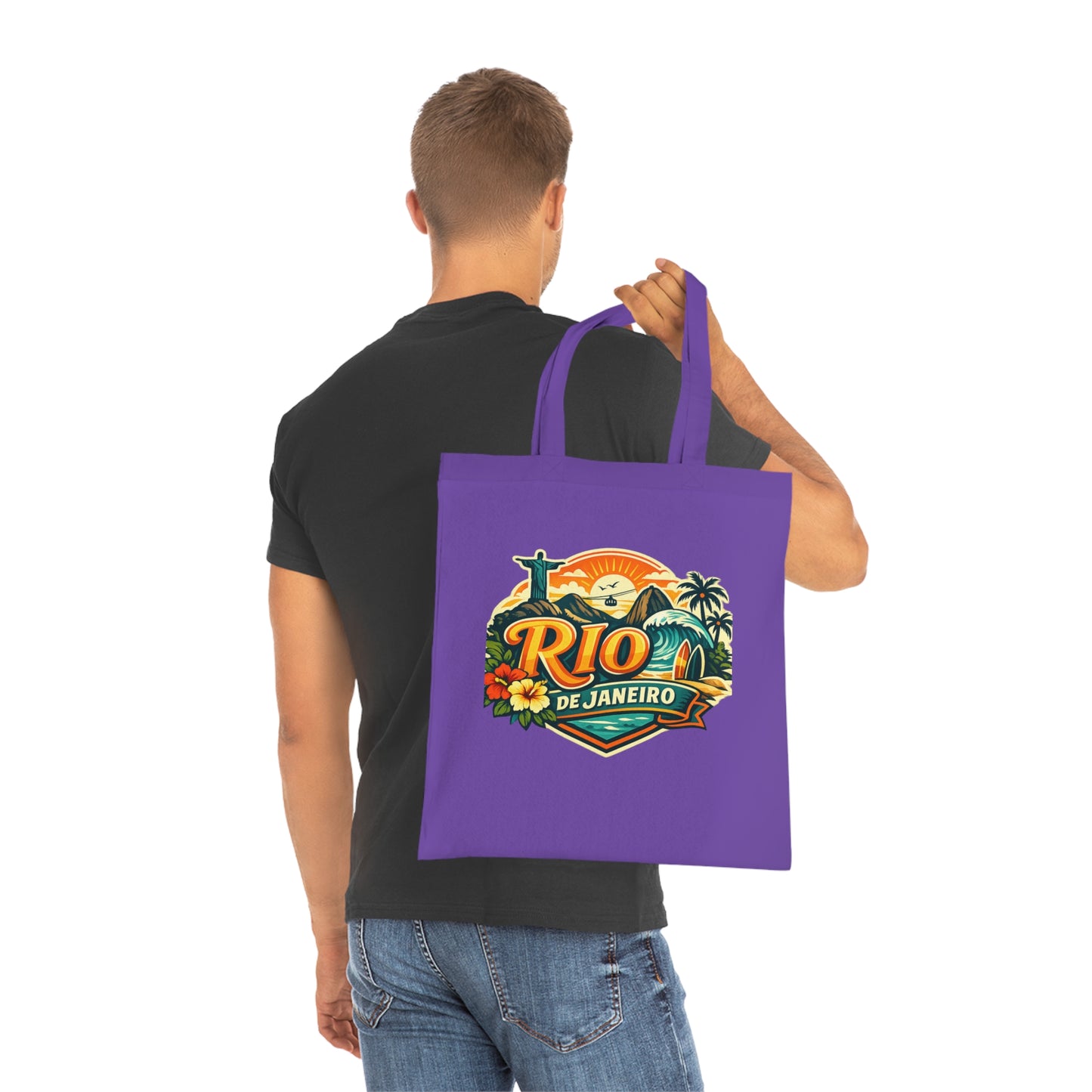 Rio de Janeiro / West Palm Beach Beach Tote — Retro Tropical Cotton Tote Bag
