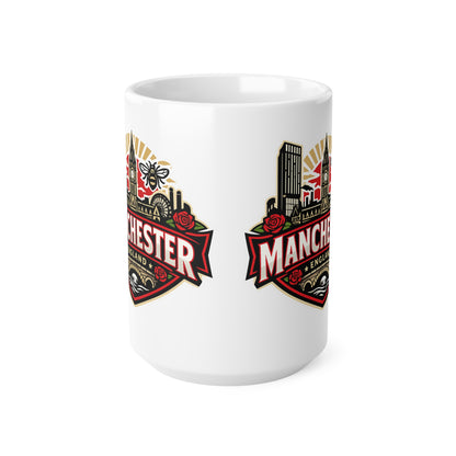 Manchester England Ceramic Coffee Cups, 11oz, 15oz