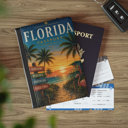 Florida Passport Cover — Vintage Sunset Beach Travel Holder