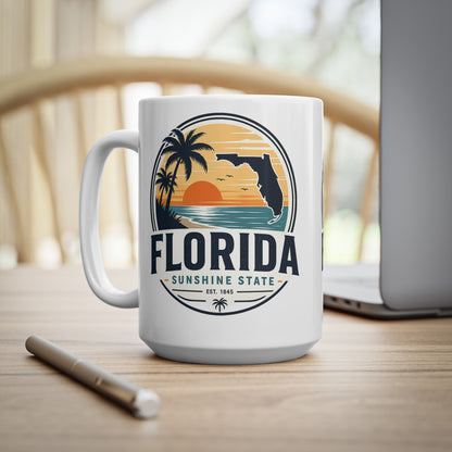 Florida Sunshine State Sunset Mug — Ceramic Coffee Cup (11oz & 15oz)