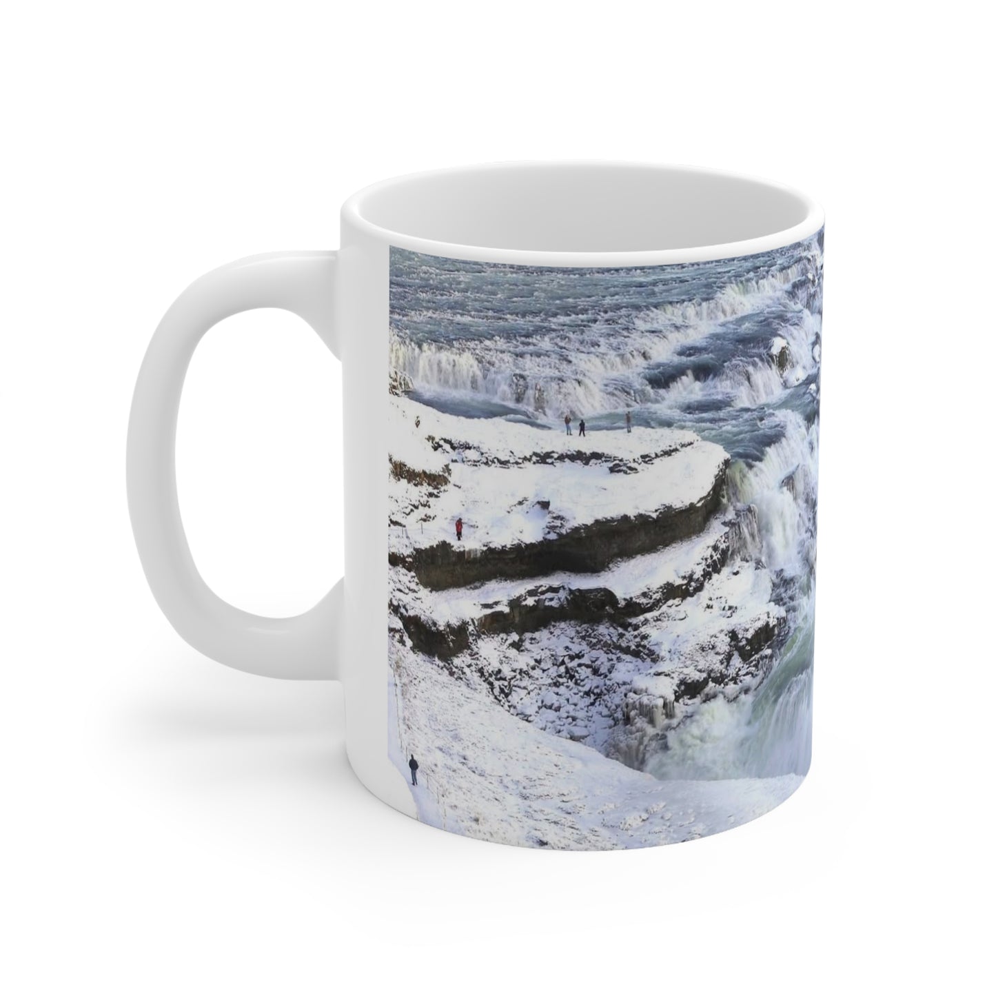 Ceramic Mug — Snowy Waterfall Scenic Coffee Cup (11oz & 15oz)