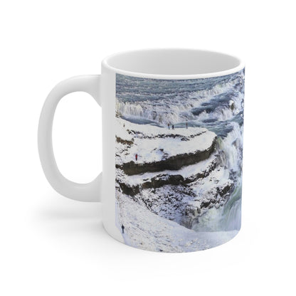 Ceramic Mug — Snowy Waterfall Scenic Coffee Cup (11oz & 15oz)