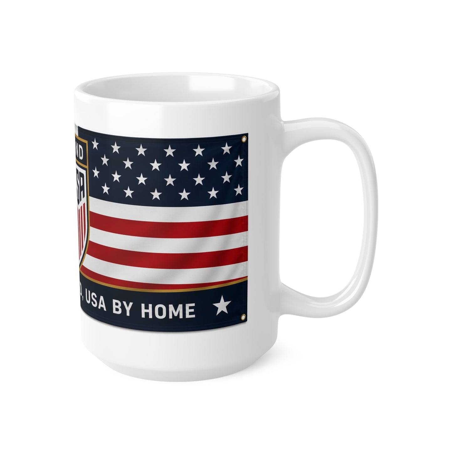 England USA Flag Crest Mug — Ceramic 11oz & 15oz (England by Blood, USA by... Design)