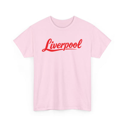 Liverpool Script T-Shirt — Retro Red Logo Tee for Fans