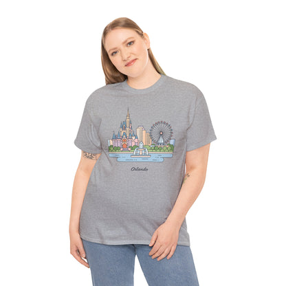 Orlando Skyline T-Shirt — Cute Cityscape Graphic Tee with 'Orlando' Text