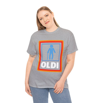 Oldi Retro Logo Tee — Funny Elderly Humour T-Shirt