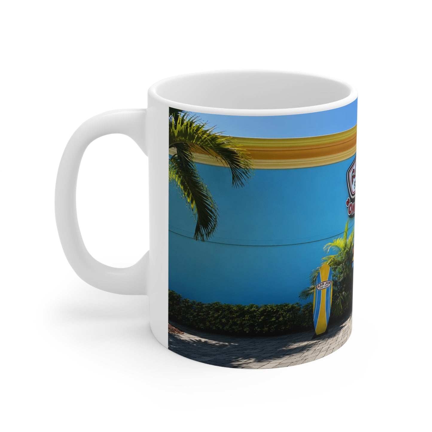 Ron Jon Surf Shop Photo Mug — Beach Surfboard Ceramic Coffee Cup (11oz & 15oz)