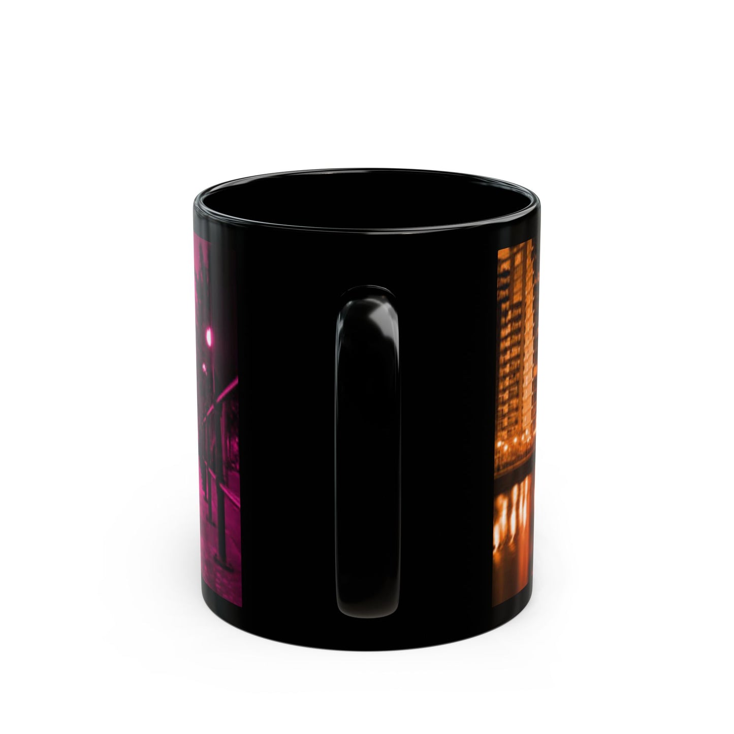 Black Mug — Key 103 Pink Cityscape Coffee Mug (11oz/15oz)