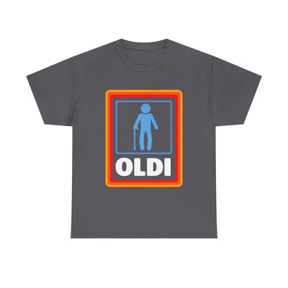 Oldi Retro Logo Tee — Funny Elderly Humour T-Shirt