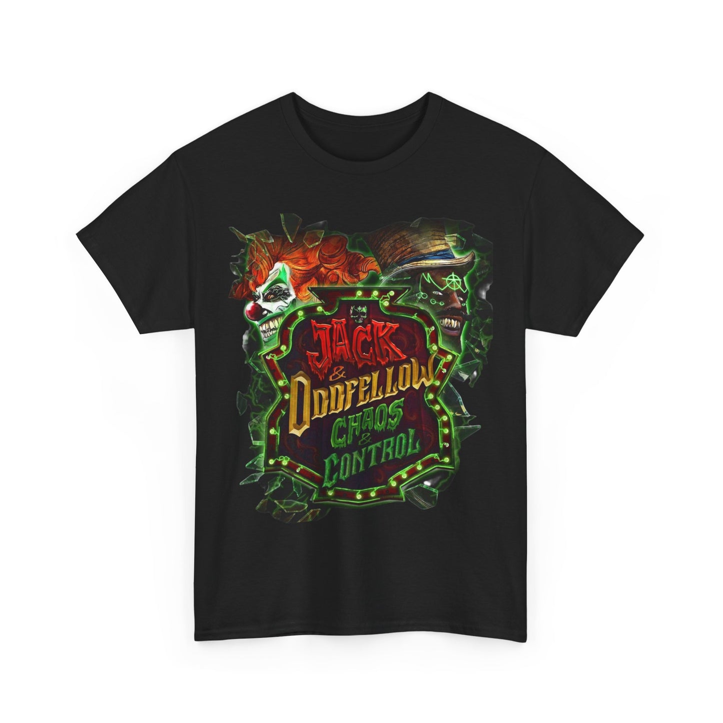 Jack Oodfellows Chaos Control Tee — Halloween Horror Graphic T-Shirt