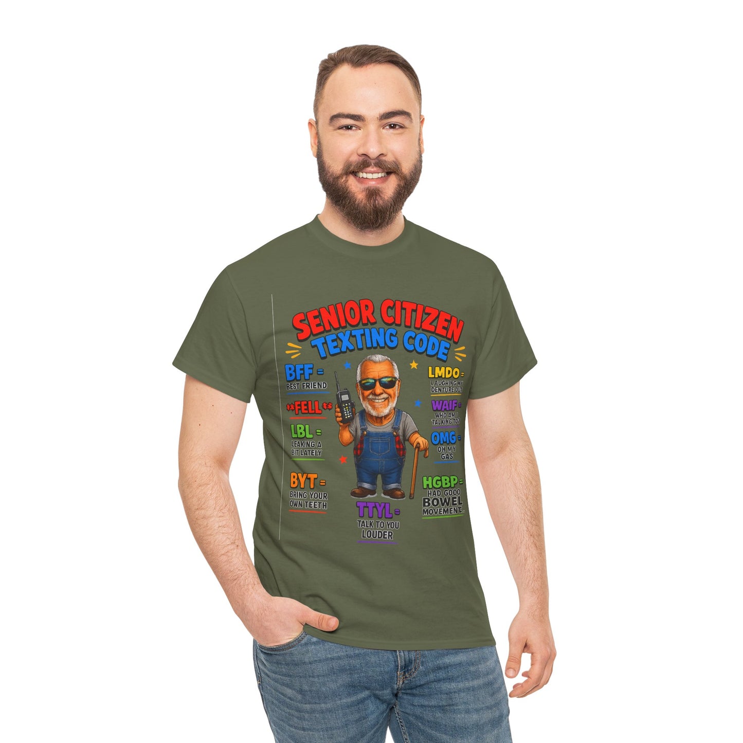 Senior Citizen Texting Code T-Shirt — Funny Grandpa Grandma Retirement Gift