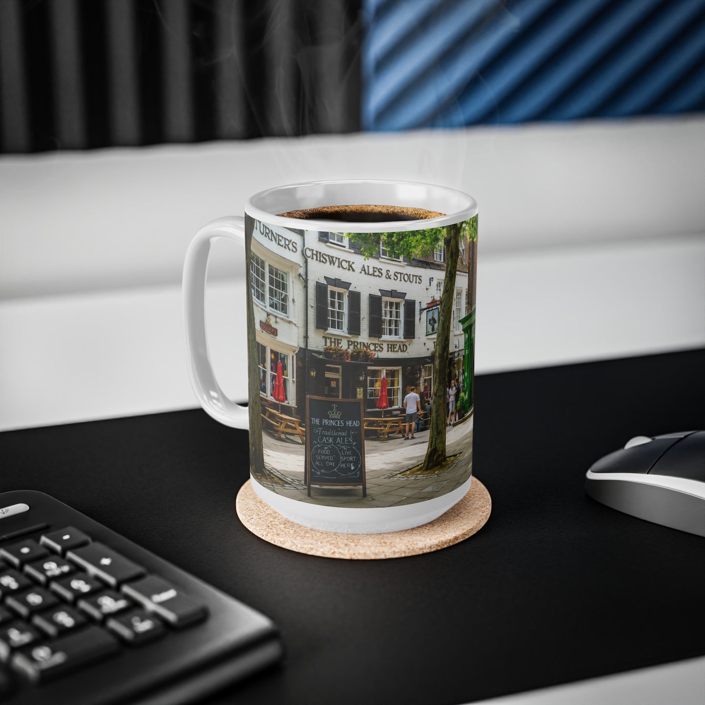 Richmond Ted Lasso London Street Scene Ceramic Coffee Mug — Red Phone Booth & Pub Photo (11oz, 15oz)
