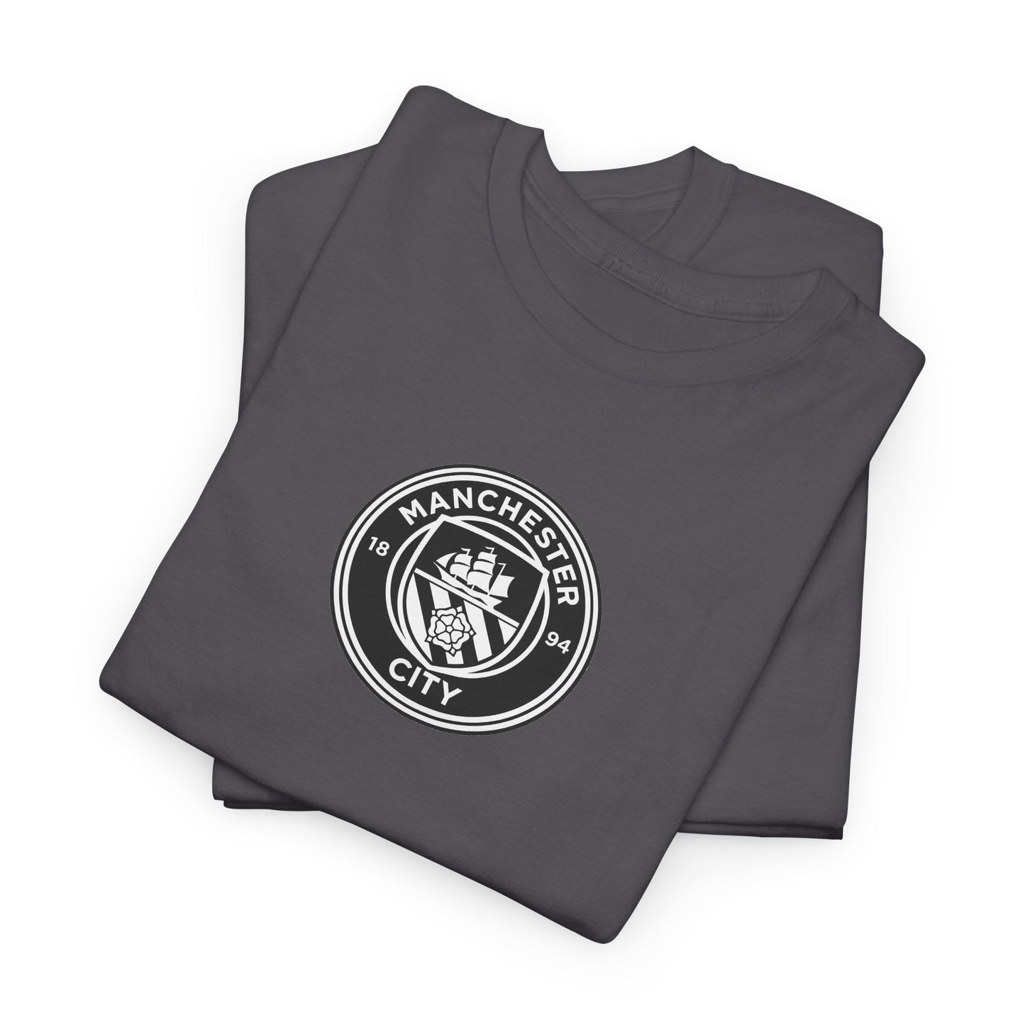 Man City Unofficial T-Shirt — Vintage Crest Logo Tee (Small Chest Emblem)