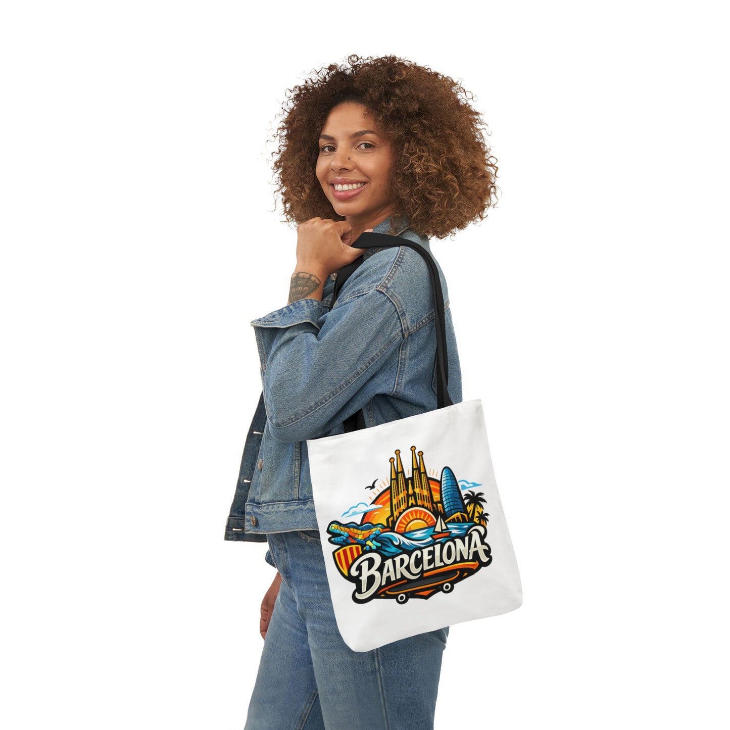 Barcelona Skyline Canvas Tote Bag — Colorful Travel Souvenir Tote