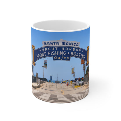 Santa Monica Pier Coffee Mug – 'Yacht Harbor Sport Fishing & Boating Cafes' 11oz/15oz Ceramic