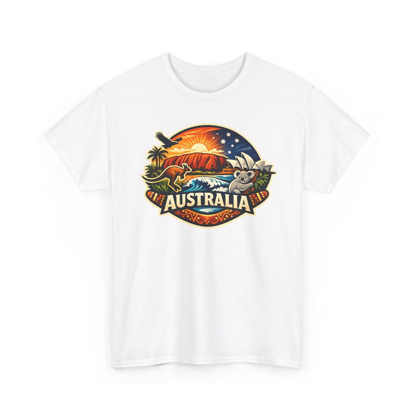 Australia Sunset Vintage Tee — Kangaroo & Surf Badge