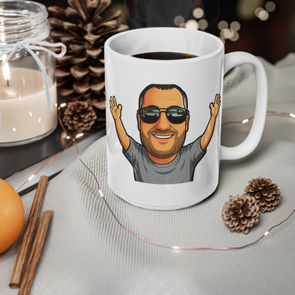 Happy Man Ceramic Coffee Cups, 11oz, 15oz