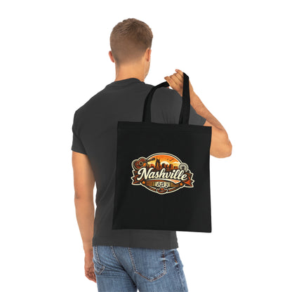 Nashville Retro Badge Tote Bag — Music City Souvenir Cotton Tote