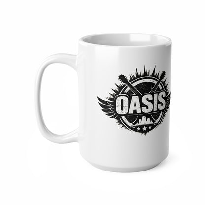 Oasis Crest Ceramic Mug — Rock Band Vintage Logo Coffee Cup (11oz & 15oz)