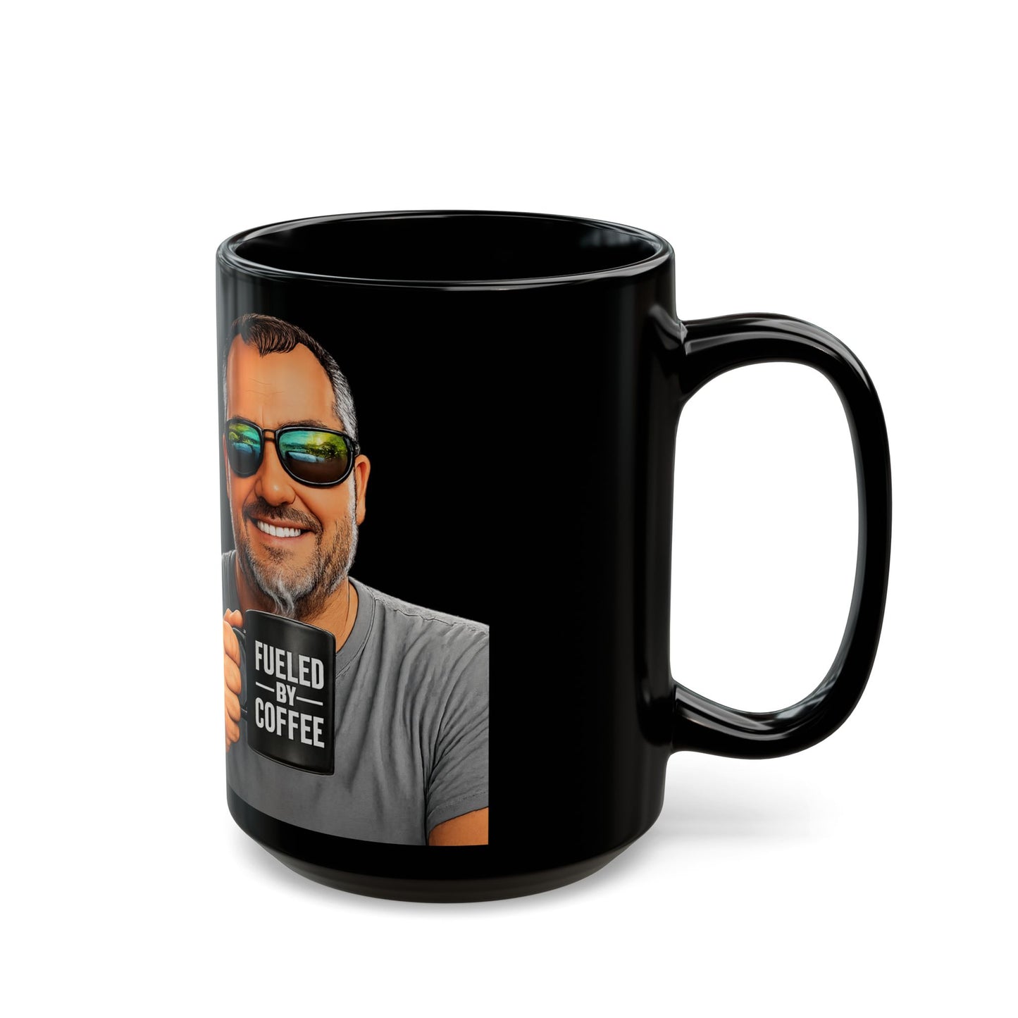 Fueled by Coffee Mug — Black Ceramic Coffee Cup (11oz & 15oz)
