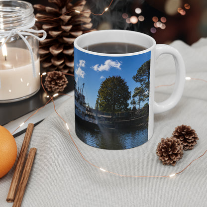 Magic Kingdom Steamboat River Scene Ceramic Mug — Scenic Paddlewheel Boat Coffee Cup (11oz/15oz)